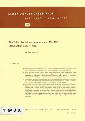 Image du vendeur pour The Polish Transition Programme at Mid-1991: Stabilisation under Threat; Kieler Diskussionsbeitrge Nr. 174 mis en vente par Bcherhandel-im-Netz/Versandantiquariat