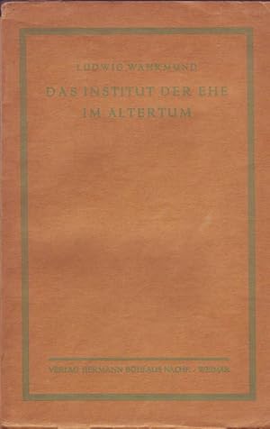 Image du vendeur pour Das Institut der Ehe im Altertum mis en vente par Bcherhandel-im-Netz/Versandantiquariat