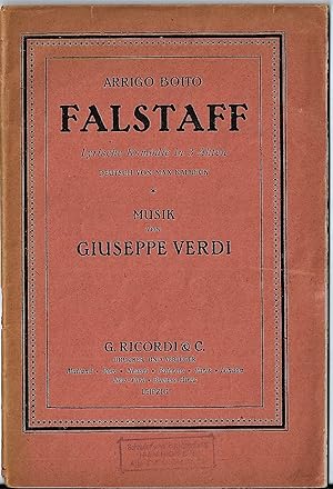 Seller image for Falstaff; Lyrische Komdie in 3 Akten; Deutsch von Max Kalbeck; Musik von Guiseppe Verdi for sale by Bcherhandel-im-Netz/Versandantiquariat