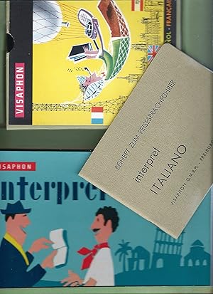 interpret Italiano; Visaphone; Reisesprachführer (Buch, Beiheft, 3 Schallplatten M 33, Schuber/Ma...