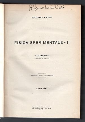 Immagine del venditore per Fisica sperimentale - II VI edizione venduto da Sergio Trippini