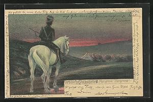 Bild des Verkufers fr Ansichtskarte Deutsche Volkslieder, Morgenrot!, Soldat zu Pferde zum Verkauf von Bartko-Reher