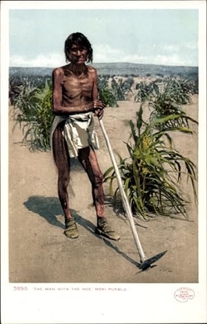 Ansichtskarte / Postkarte The man with the Hoe, Moki Pueblo, Indianer