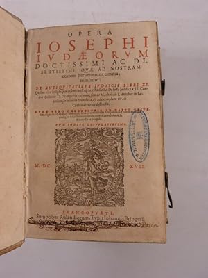 Bild des Verkufers fr Opera Josephi Judaeorum Doctissimi Ac Disertissimi, Qvae Ad Nostram aetatem pervenerunt omnia. zum Verkauf von Antiquariat Bookfarm