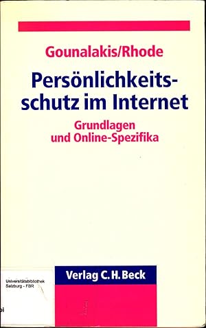 Immagine del venditore per Persnlichkeitsschutz im Internet Grundlagen und Online-Spezifika venduto da avelibro OHG