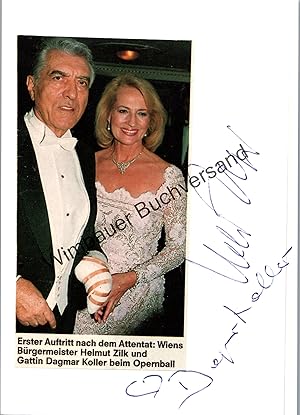 Bild des Verkufers fr Original Autograph Helmut Zilk & Dagmar Koller /// Autograph signiert signed signee zum Verkauf von Antiquariat im Kaiserviertel | Wimbauer Buchversand