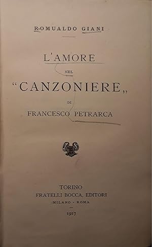 Bild des Verkufers fr L'amore nel "Canzoniere" di Francesco Petrarca zum Verkauf von librisaggi