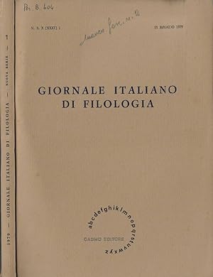 Bild des Verkufers fr Giornale italiano di filologia anno 1979 N. 1 zum Verkauf von Biblioteca di Babele