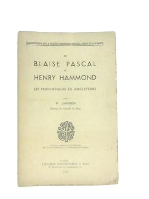 Image du vendeur pour De Blaise Pascal a Henry Hammond mis en vente par World of Rare Books