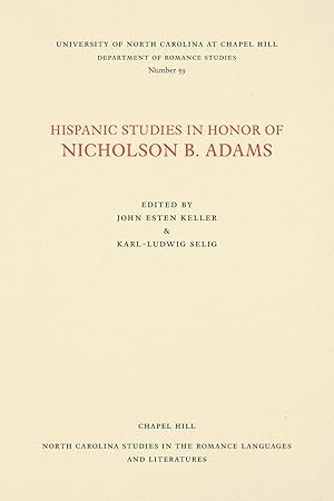 Seller image for Hispanic Studies in Honor of Nicholson B. Adams for sale by moluna