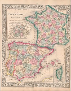 Map of France, Spain and Portugal