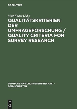 Image du vendeur pour Qualitaetskriterien der Umfrageforschung / Quality Criteria for Survey Research mis en vente par moluna