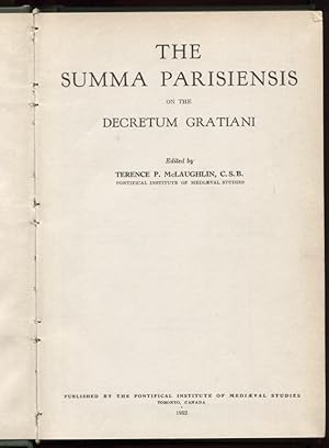 Image du vendeur pour The Summa Parisiensis on the Decretum Gratiani mis en vente par Leaf and Stone Books