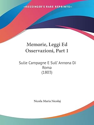 Bild des Verkufers fr Memorie, Leggi Ed Osservazioni, Part 1 zum Verkauf von moluna