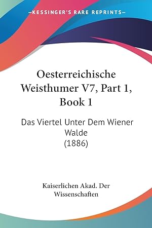Bild des Verkufers fr Oesterreichische Weisthumer V7, Part 1, Book 1 zum Verkauf von moluna