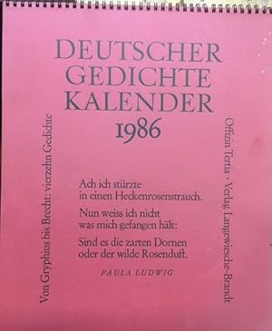 Deutscher Gedichte Kalender 1986; Von Gryphius bis Brecht;