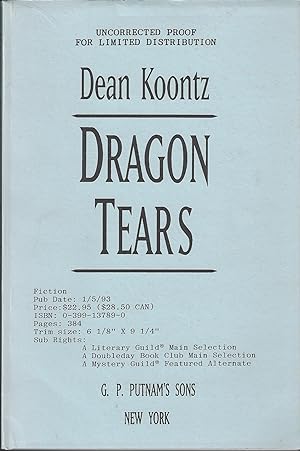Dragon Tears - Signed Uncorrected Proof