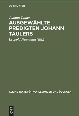 Immagine del venditore per Ausgewaehlte Predigten Johann Taulers venduto da moluna
