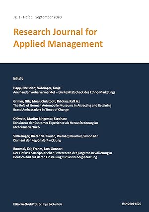 Image du vendeur pour Research Journal for Applied Management - Jg. 1, Heft 1 mis en vente par moluna