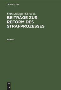 Seller image for Beitraege zur Reform des Strafprozesses. Band 2 for sale by moluna