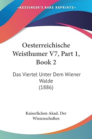 Bild des Verkufers fr Oesterreichische Weisthumer V7, Part 1, Book 2 zum Verkauf von moluna