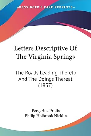 Immagine del venditore per Letters Descriptive Of The Virginia Springs venduto da moluna