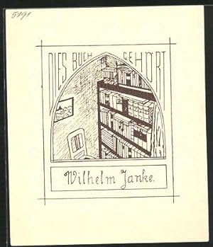 Bild des Verkufers fr Exlibris Wilhelm Janke, Bcherregal zum Verkauf von Bartko-Reher