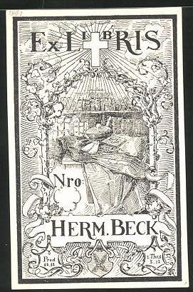 Bild des Verkufers fr Exlibris Herm. Beck, Bcherregal zum Verkauf von Bartko-Reher