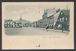 Relief-Ansichtskarte Hohenelbe / Vrchlabi, Strasse mit Hotel Zum Mohren