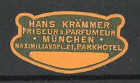 Seller image for Reklamemarke Friseur und Parfmeur Hans Krmmer, Maximilianspl. 21, Mnchen for sale by Bartko-Reher