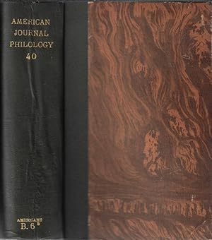 Bild des Verkufers fr American journal of philology Vol XL 1919 zum Verkauf von Biblioteca di Babele