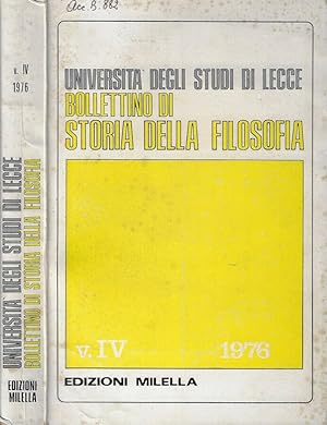 Bild des Verkufers fr Universit degli Studi di Lecce bollettino di storia della filosofia V. IV 1976 zum Verkauf von Biblioteca di Babele