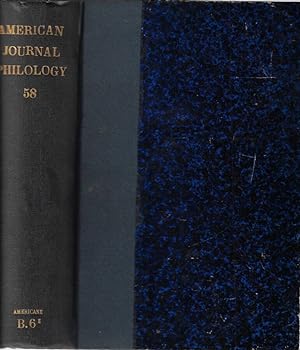 Bild des Verkufers fr American journal of philology Vol LVIII 1937 Founded by B. L. Gildersleeve zum Verkauf von Biblioteca di Babele