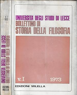 Bild des Verkufers fr Universit degli Studi di Lecce bollettino di storia della filosofia V. I 1973 zum Verkauf von Biblioteca di Babele