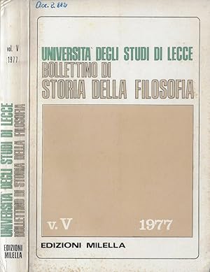 Bild des Verkufers fr Universit degli Studi di Lecce bollettino di storia della filosofia V. V 1977 zum Verkauf von Biblioteca di Babele