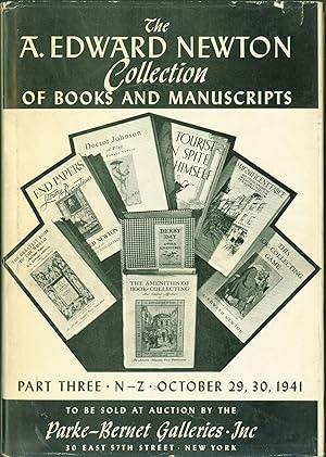 Bild des Verkufers fr The A. Edward Newton Collection of Books and Manuscripts, Part Three: N-Z zum Verkauf von Eureka Books