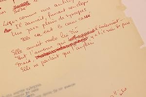 Manuscrit autographe complet de la chanson de Boris Vian intitulée "Bal des fadas"