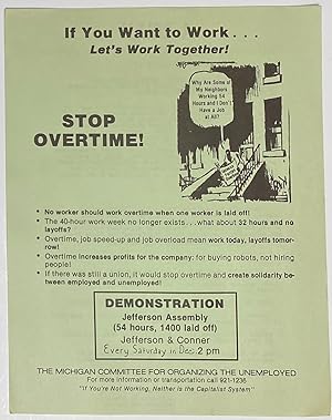 If you want to work. Let's work together! Stop overtime! [handbill]