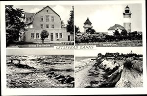 Bild des Verkufers fr Ansichtskarte / Postkarte Ostseebad Dahme in Holstein, Haus Seefrieden, Leuchtturm, Hohes Ufer, Meer zum Verkauf von akpool GmbH