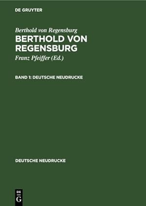 Bild des Verkufers fr Berthold von Regensburg: Berthold von Regensburg. Band 1 zum Verkauf von AHA-BUCH GmbH