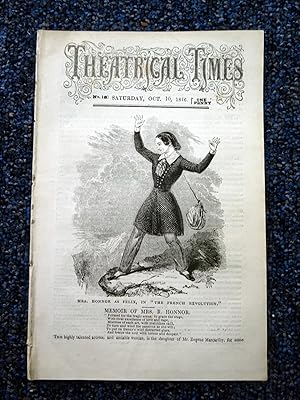 Theatrical Times, No 18. October 10, 1846. Lead Article & Picture - Memoir of Mrs R. Honnor or Ho...