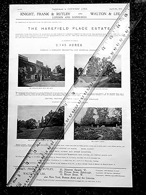 Imagen del vendedor de The HAREFIELD PLACE ESTATE Nr Uxbridge, a full page property advertisement from 1914 Country Life Magazine. a la venta por Tony Hutchinson