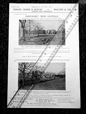 Seller image for DANEHURST Nr Uckfield Sussex, a full page property advertisement from 1914 Country Life Magazine. for sale by Tony Hutchinson