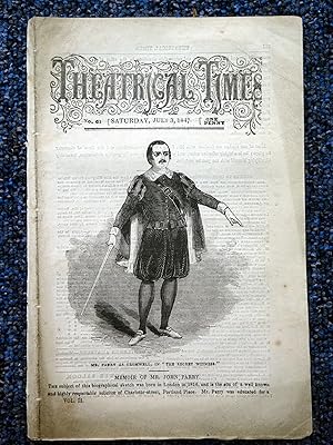 Bild des Verkufers fr Theatrical Times, No 61. July 3, 1847. Lead Article & Picture - Memoir of Mr John Parry. The Olympic in Series on Metropolitan Theatres (text only - No pic), Weekly Magazine. zum Verkauf von Tony Hutchinson