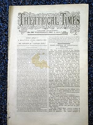 Bild des Verkufers fr Theatrical Times, Twice Weekly Magazine. No 27. December 2, 1846. Lead Article on Parisian Theatres. zum Verkauf von Tony Hutchinson