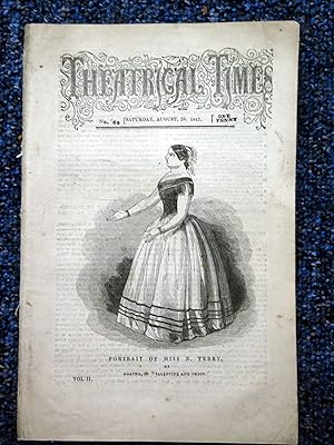 Bild des Verkufers fr Theatrical Times, Weekly Magazine. No 69. August 28, 1847. Lead Article & Picture - Memoir of Miss E. Terry. zum Verkauf von Tony Hutchinson
