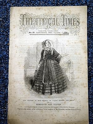 Seller image for Theatrical Times, Twice Weekly Magazine. No 31. December 19, 1846. Lead Article on Mrs Glover, Nee Betterton. for sale by Tony Hutchinson