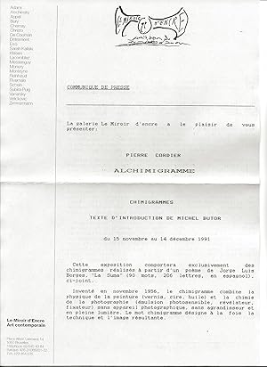 Imagen del vendedor de Pierre Cordier - a collection of 2 announcements / documents a la venta por The land of Nod - art & books