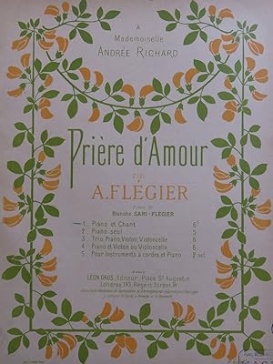 Seller image for FLGIER A. Prire d'Amour Chant Piano ca1900 for sale by partitions-anciennes