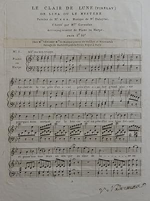 DALAYRAC Nicolas Lina ou Le Mystère No 1 Chant Piano ou Harpe ca1810